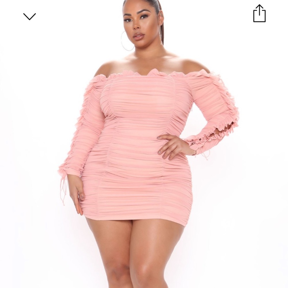 FASHION NOVA SINCERELY YOURS PINK RUCHED DRESS